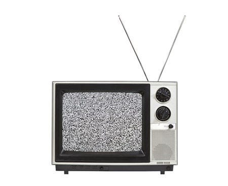 Photograph of old television set with fuzzy/static reception screen